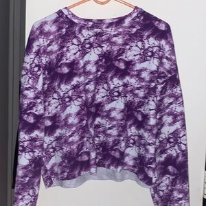 Purple and White patterned crop long sleeve tshirt